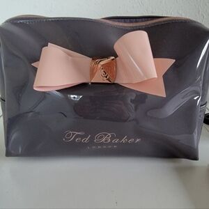 Ted Baker Charcoal and Blush Bow Cosmetic Case